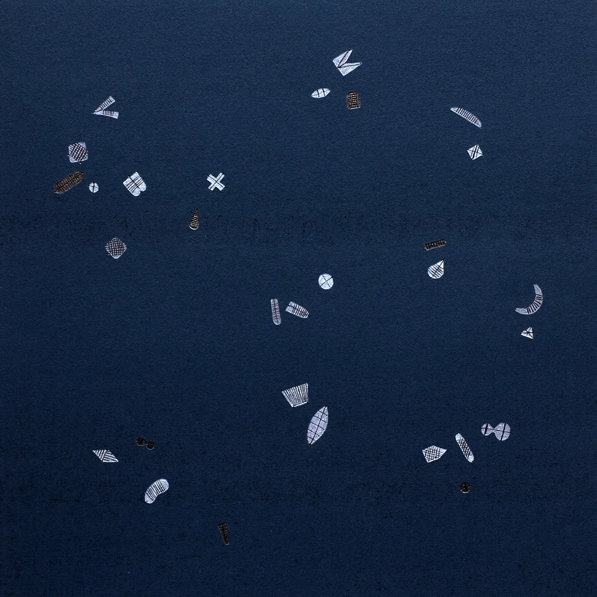 Elements (2), 2024 – Buntstift, Graphit, Tusche und Ölfarbe auf Papier, 30 × 30 cm. Werk von Lena Ditlmann