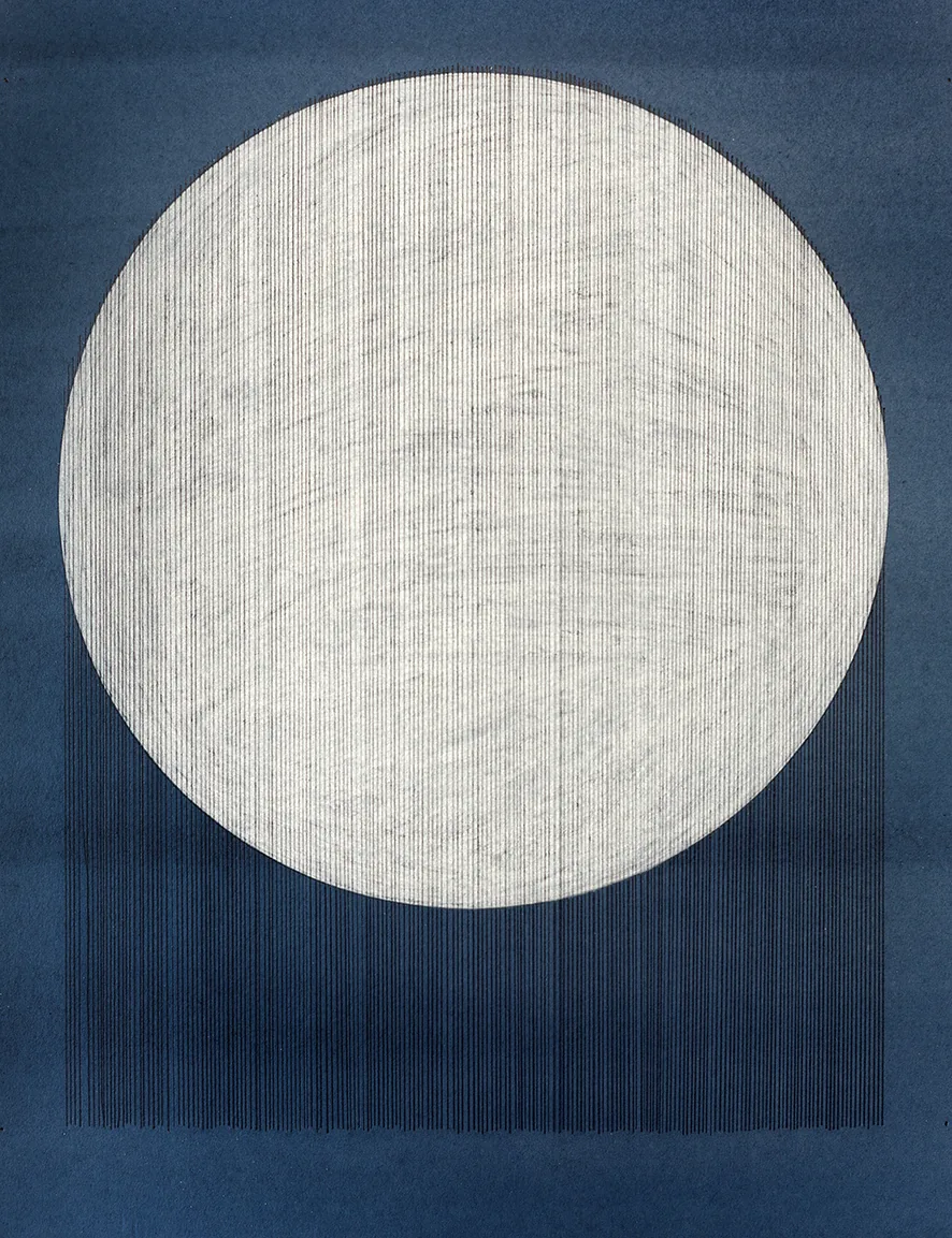 Moon, 2017 – Buntstift, Graphit und Tusche auf Papier, 30 × 40 cm. Werk von Lena Ditlmann