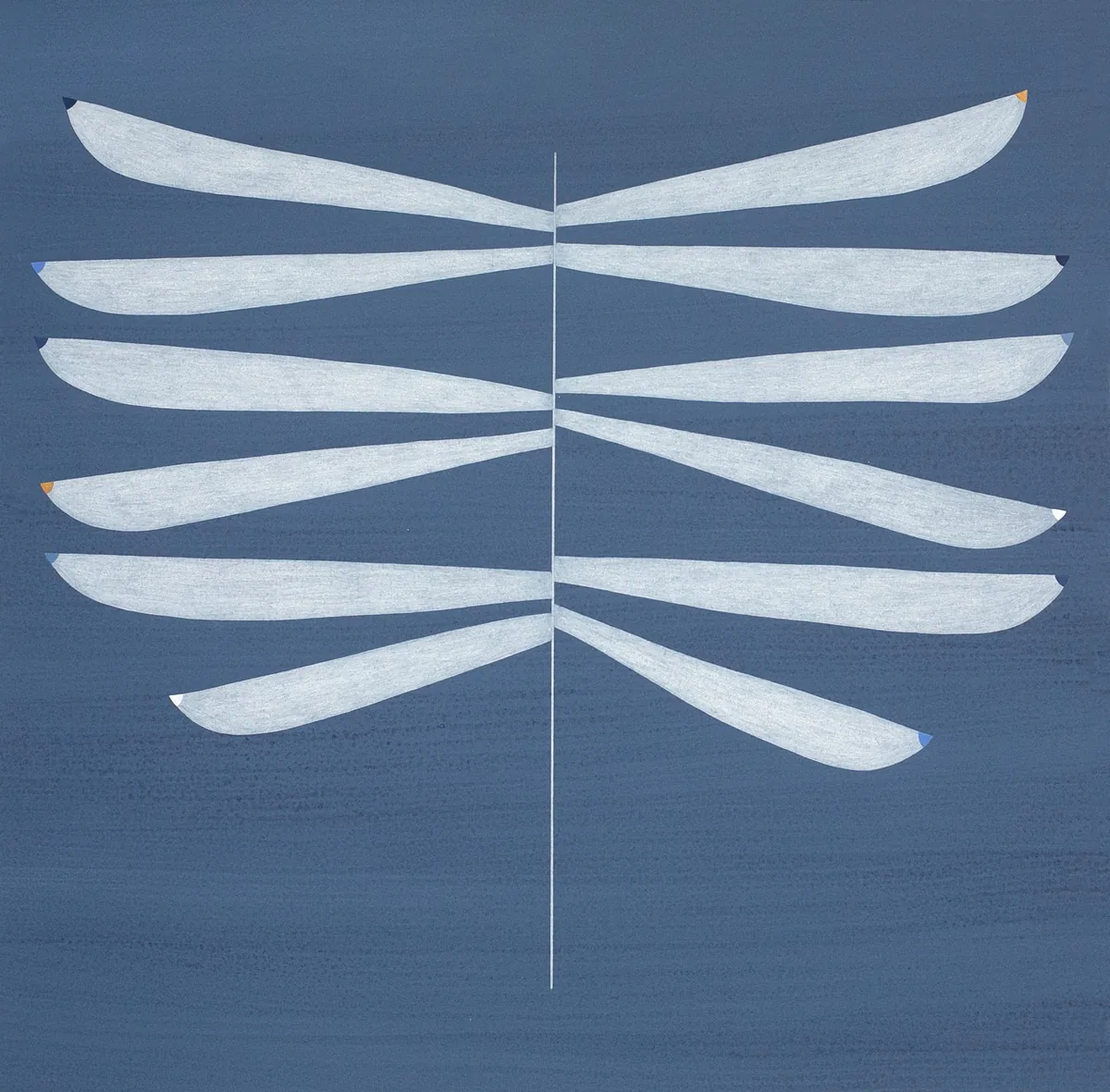 Odonata #7, 2023 – Polychromos, Tusche und Acrylfarbe auf Papier, 70 × 70 cm. Werk von Lena Ditlmann